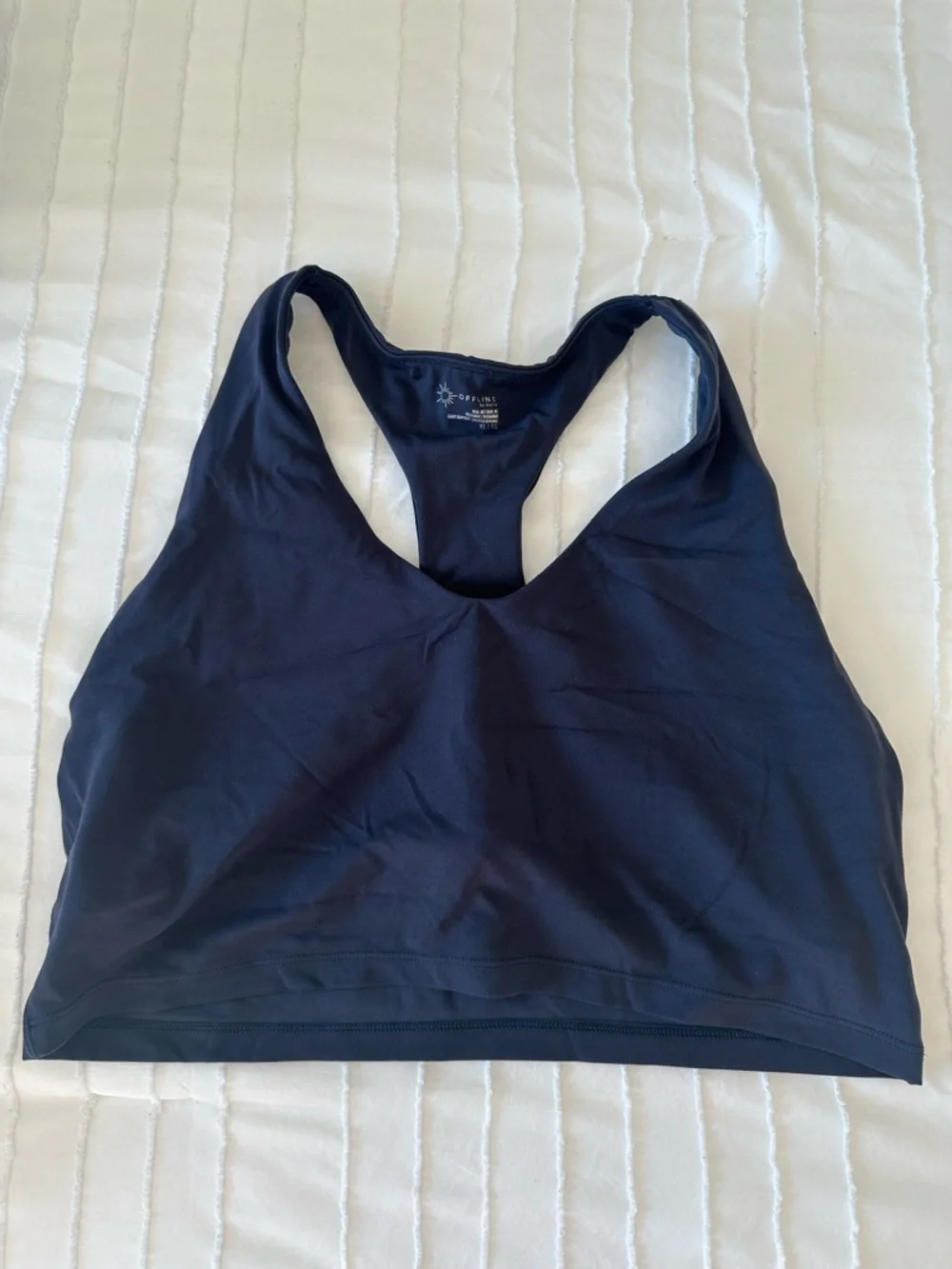 aerie Navy Racerback Padded Sports Bra - Picture 1 of 4